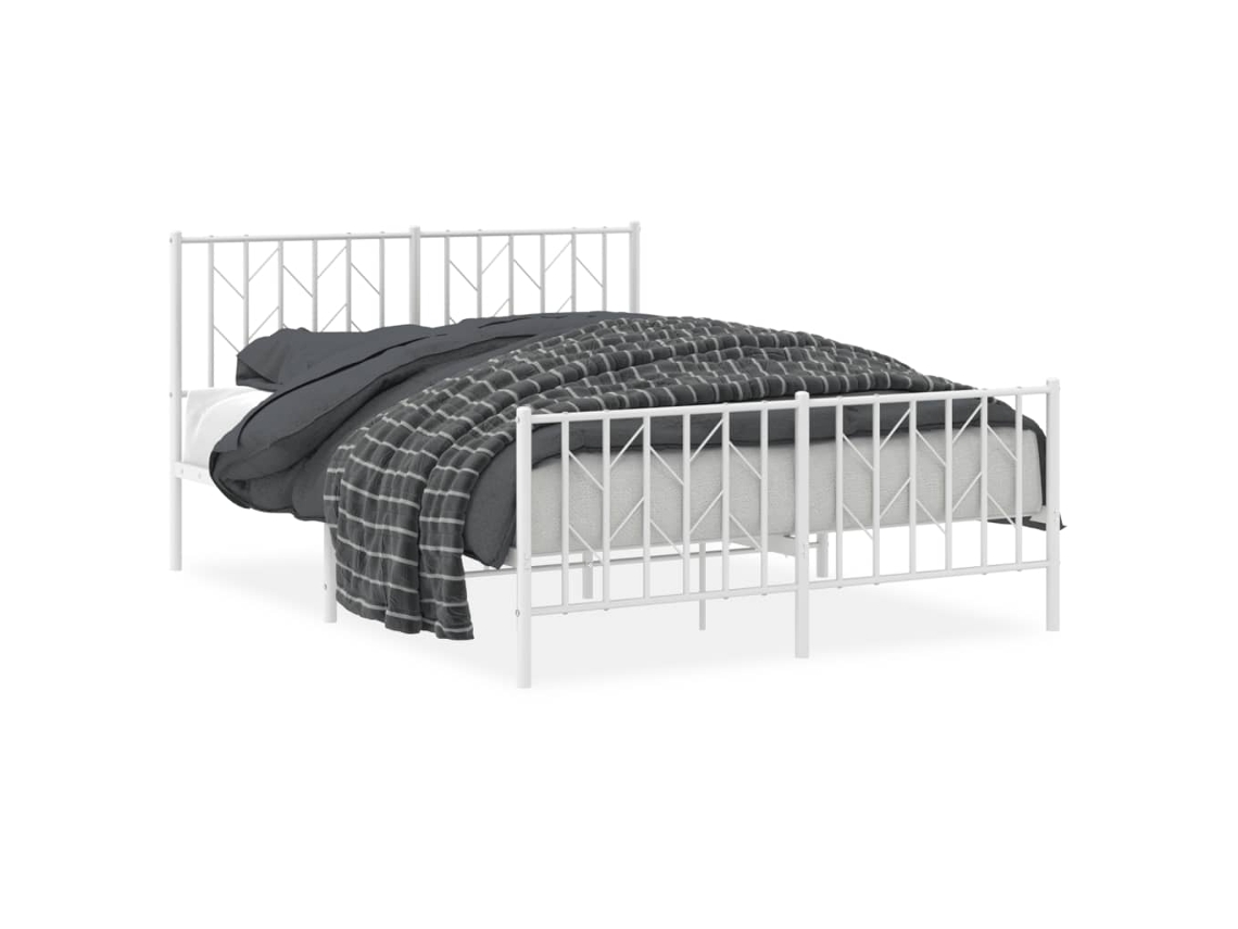 Estrutura de Cama com Cabeceira e Pés Metal Branco MAISON EXCLUSIVE 140x190 cm