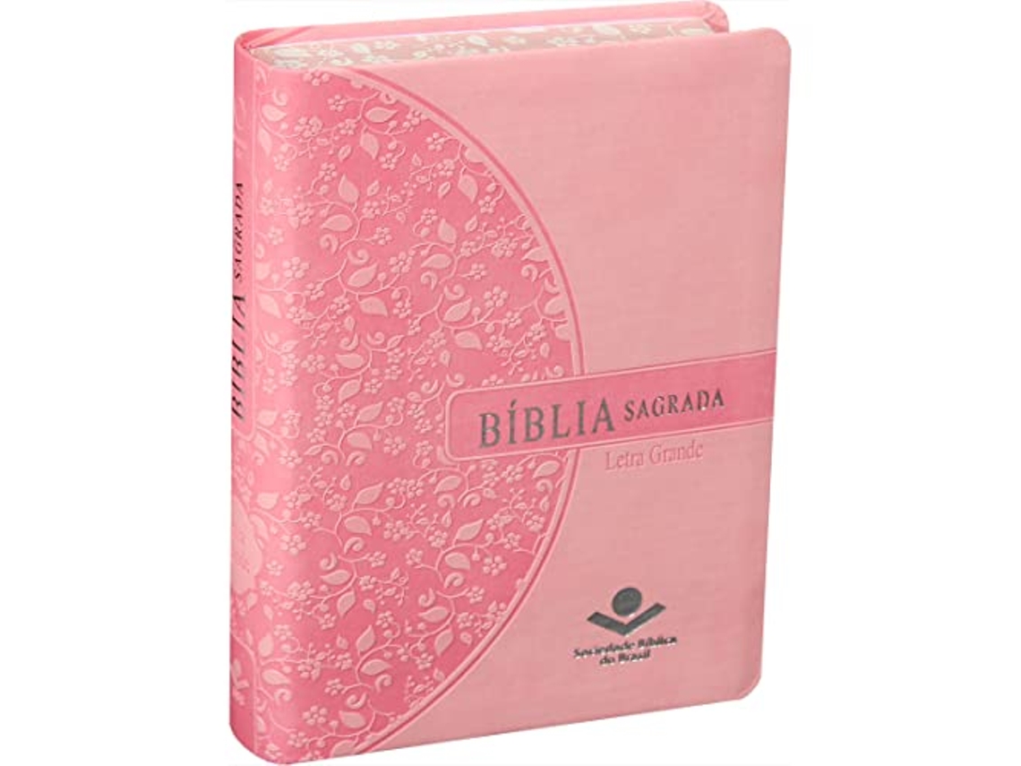Livro Biblia Sagrada Letra Grande Capa Rosa Claro de Sbb (Português)