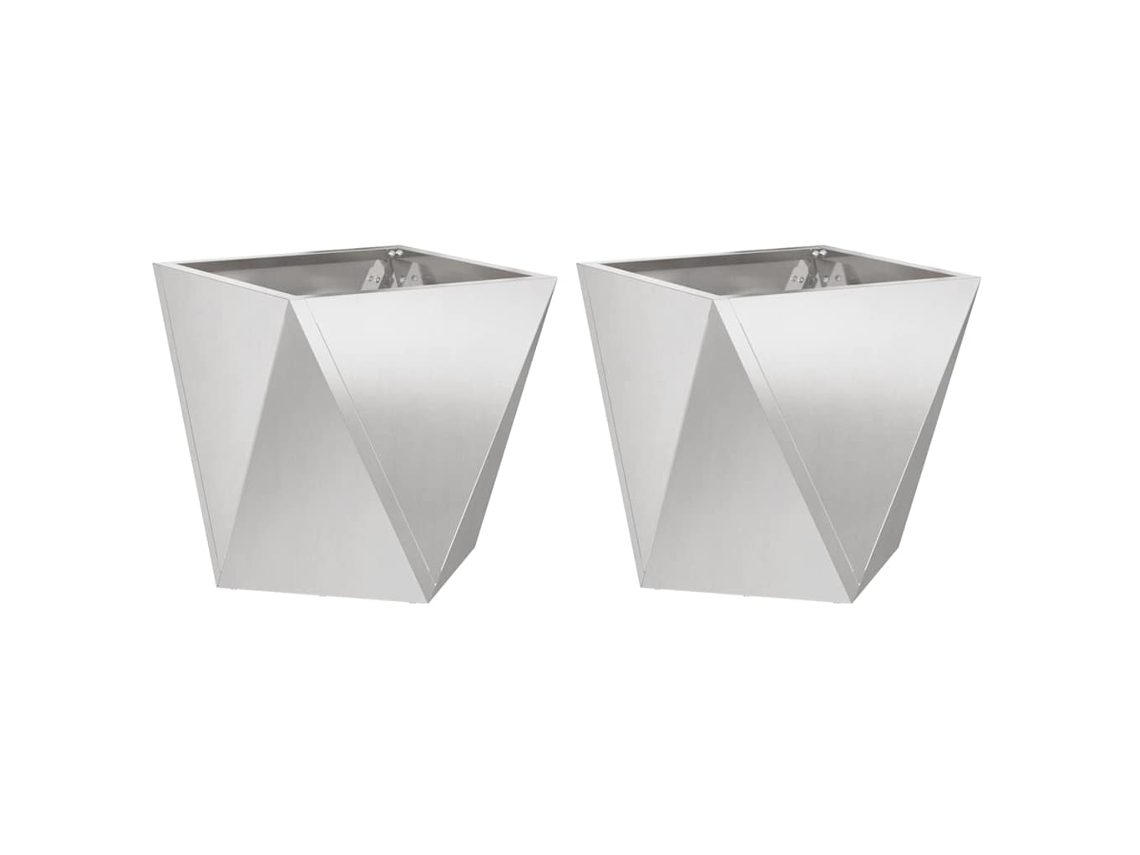 Conjunto 2 Caixa De Vaso Vidaxl Prateado Aço (40 X 40 X 40 Cm)
