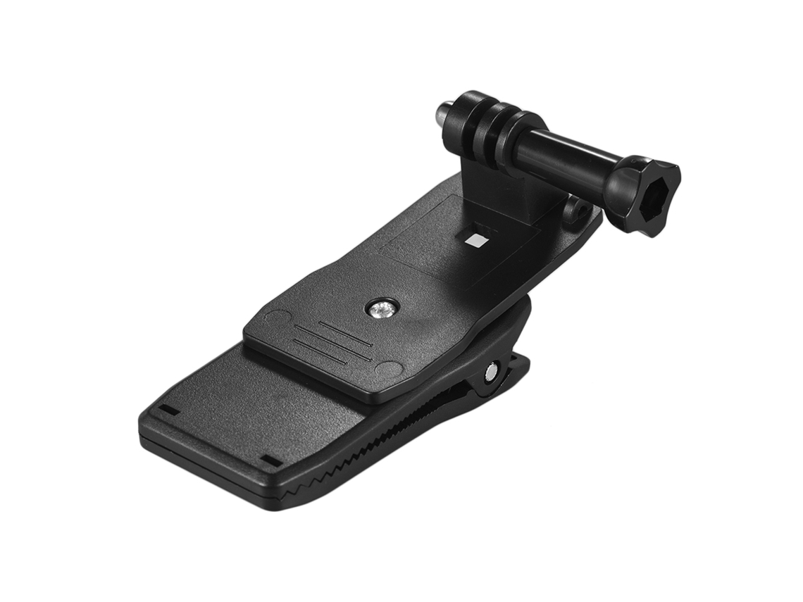 Suporte giratório de 360° para câmera de ação GoPro Hero 7/6/5/4/3+ Xiaomi Yi Lite 4K, compatível com mochilas e tampas.