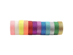 Lurelia Conjunto De Fita Washi, 12 Rolos De Fita Washi Colorida Com Glitter Para Artesanato, Embrulhos De Presentes E Diário, 1,37 Cm X 3,8 Cm ()