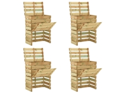 Vidaxl Caixa De Compostagem Ripada 4 Pcs 80x50x100cm Pinho Impregnado