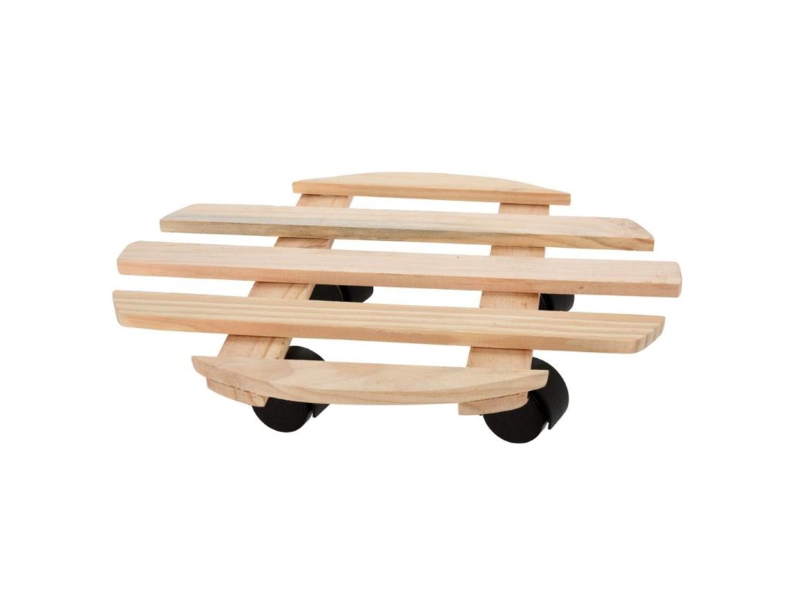 Soporte Macetas Ruedas Madera 35 Cm IPAE-PROGARDEN