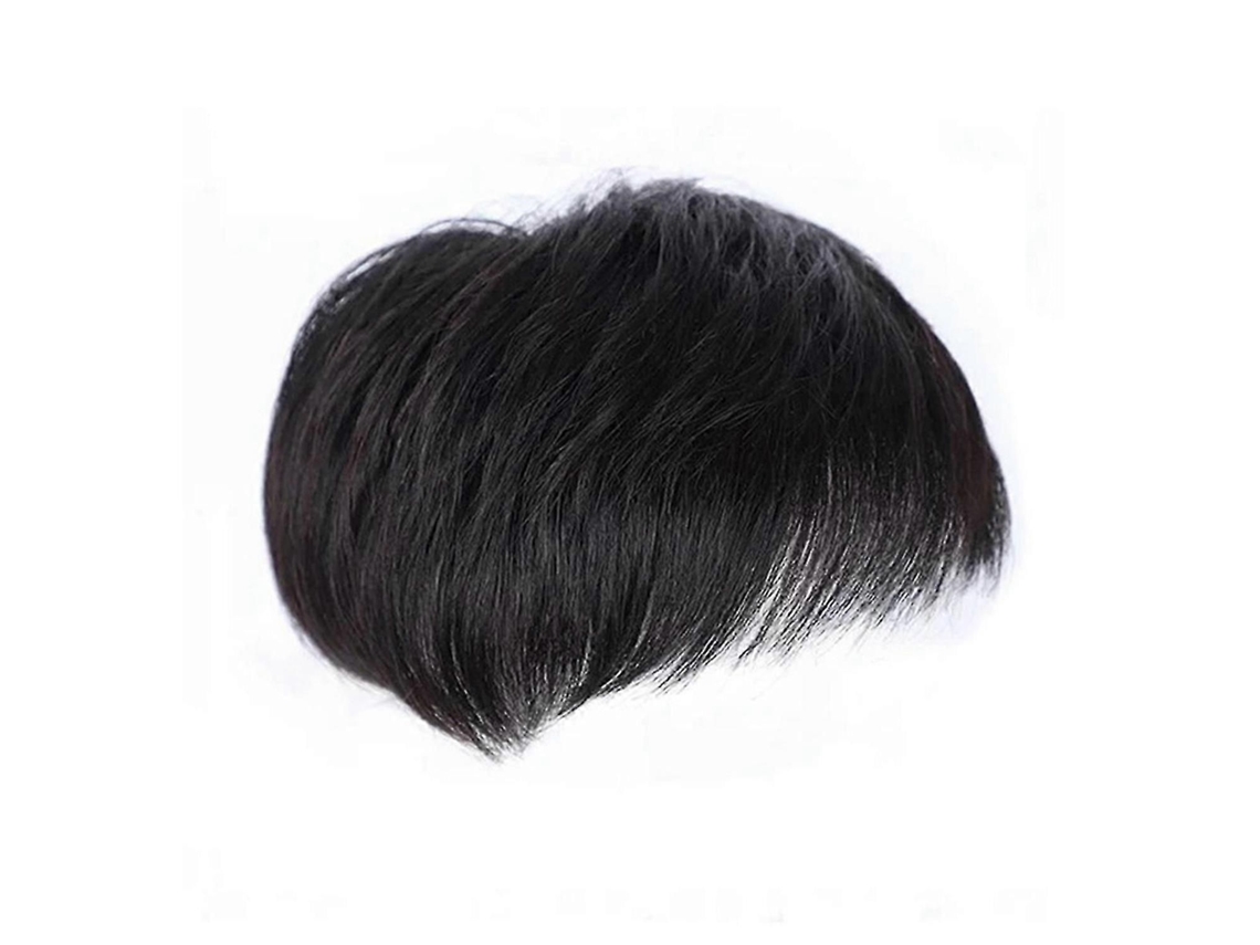 Peruca Masculina Curta Preta Natural, Peruca Lisa com Presilha TAISHENGDA (b)