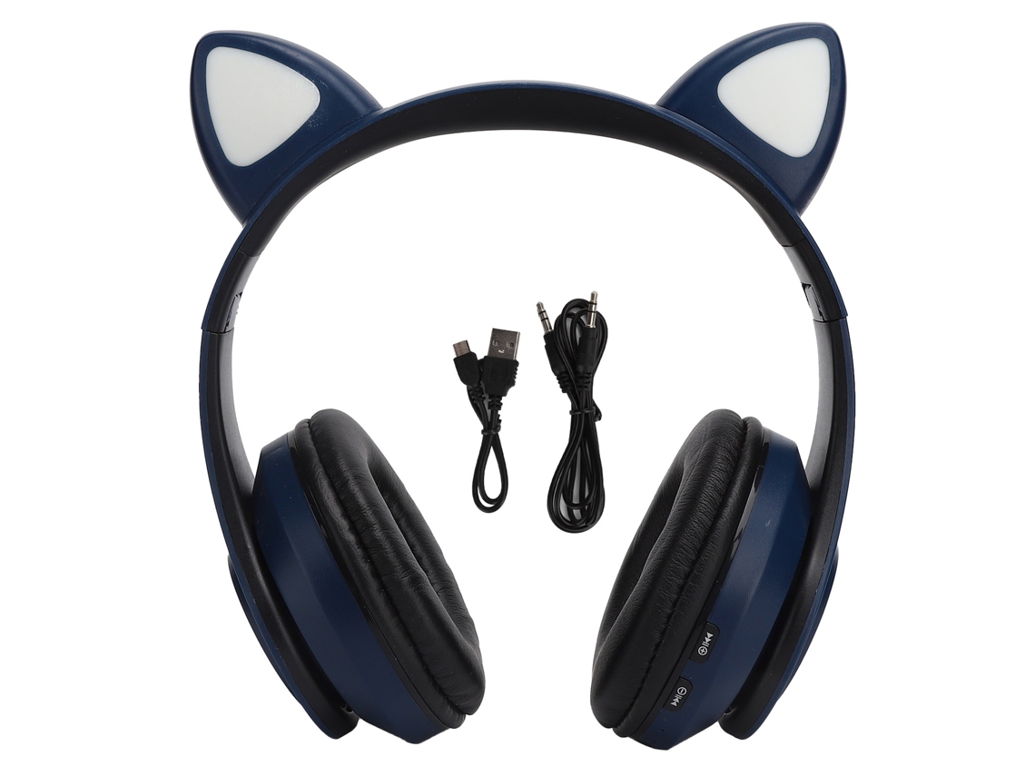 Mali fone de Ouvido Sem Fio B39 com Design de Orelha de Gato Bonito Bluetooth para Música e Jogos Azul