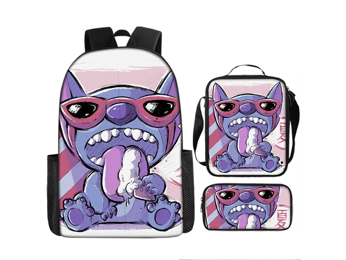 Conjunto De Mochila Stitch Anime Com 3 Peças, Incluindo Lancheira E Estojo Aquaforge (9)