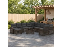 Vidaxl Conjunto De Sofá De Jardim 12 Unid. Cinza E Cinza Escuro