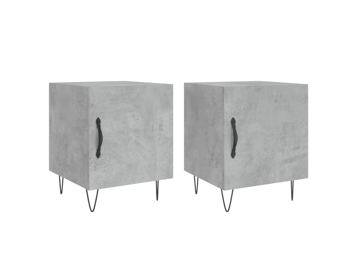 Conjunto de 2 Mesas de Cabeceira em Madeira Cinza Cimento MAISON EXCLUSIVE (40x40x50 cm)