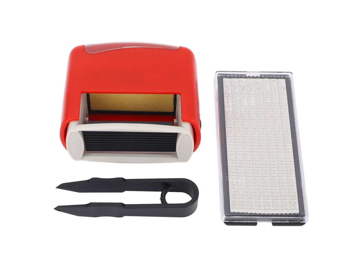 Selo Automático De Tinta Preta Com Modelos De Letras, Números E Símbolos Para Escritório, Escola E Casa, 3,8x1,27 Cm, Vermelho