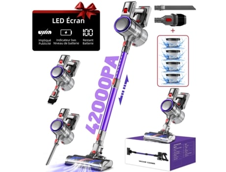 Aspirador de pó vertical sem fio 42000Pa 540AW, aspirador de pó multifuncional potente 6 em 1 com tela sensível ao toque LED, capacidade de 1,6 L, ideal para pelos de animais de estimação.