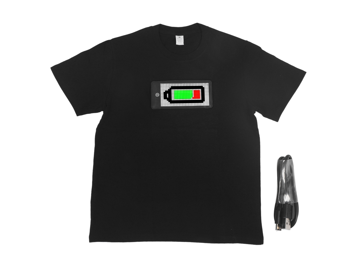 Camiseta Led com App Programável e Tela Personalizável, Bateria 1500mah XXL