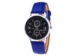 Relógio de Pulso Masculino Coreano de Moda com Pulseira de Couro e Cristal Zafiro