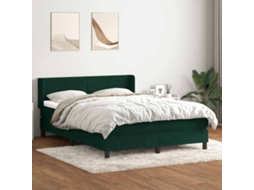 Vidaxl Cama Com Molas/colchão 160x220 Cm Veludo Verde-escuro