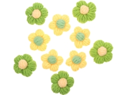 10 Flores de Crochê em Formato Pompom Feitas Lã, Broches e Grampos Cabelo Leves Artesanais CHABERLU