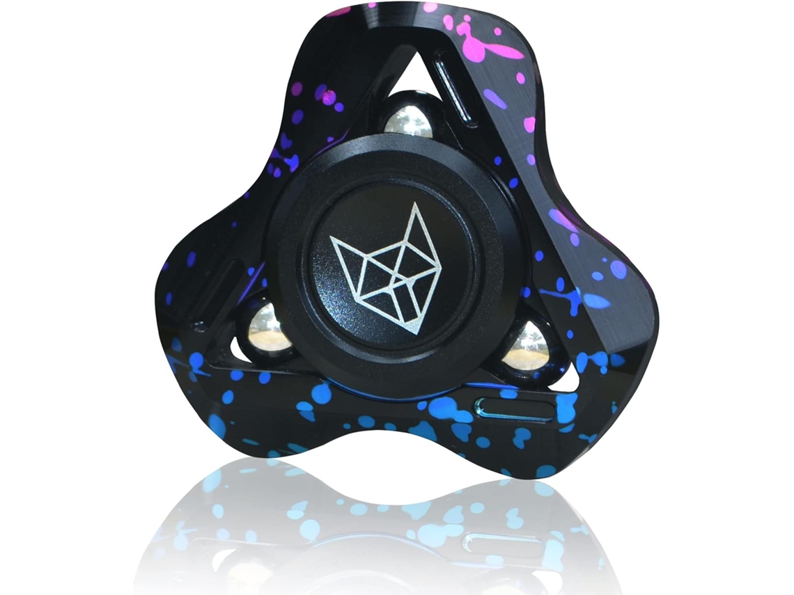Original Triplo Fidget Spinner Solid Metal Fidgit Brinquedo Sensorial para Crianças Preto-Preto com Azul/Rosa Salpicado JEDBESETZT