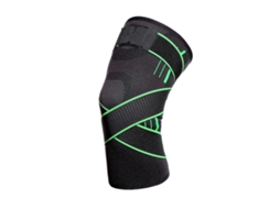 Protetor De Joelho Profissional Esportivo Com Banda Pressão E Silicone Antiderrapante Verde Xl