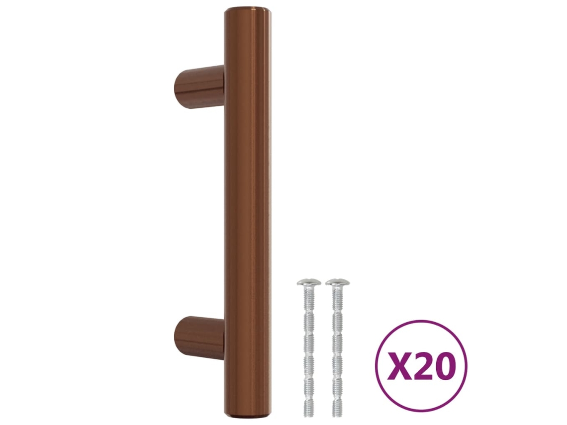 Conjunto 20 Puxadores para móveis VIDAXL aço inoxidável bronze (64 mm)
