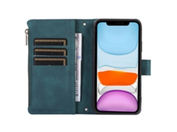 Capa Para Iphone 11 Pele Sintética Com Porta-cartões Verde