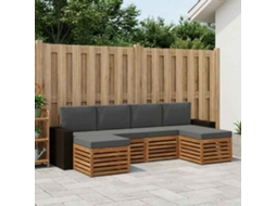 Vidaxl Conjunto De Sofás Para Exterior 6 Unid. Natural E Antracite