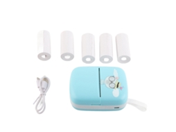 Mali impressora Térmica Portátil Bluetooth 200dpi Sem Tinta Mini Impressora de Bolso Azul com 5 Rolos de Papel