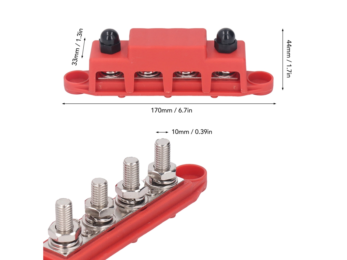 Laxiscreed Conector De Distribuição De Energia Com 4 Busbars E M10 Para 48vdc, 250a