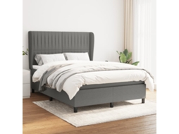Vidaxl Cama Com Molas/colchão 140x200 Cm Tecido Cinzento-escuro