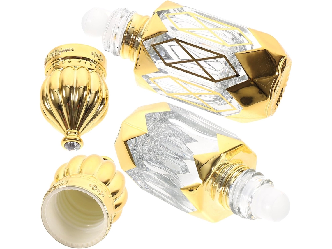 Conjunto de 2 frascos roll-on de vidro transparente de 6ml, mini frascos recarregáveis.