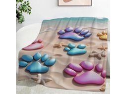 Manta de Praia com Estampa Pegadas Desenho Animado 100x130 Cm Multifuncional Macia e Aconchegante em Flanela P