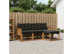 Vidaxl Conjunto De Sofás Para Exterior 4 Unid. Natural E Preto