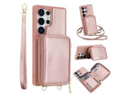 Capa Multifuncional De Couro Para Celular Com Compartimento Para Cartão, .ouro Rosa (inclui Cabos Longos E Curtos), Google Pixel 9 Pro Xl