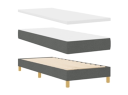 Conjunto 1 Cama Box Vidaxl Cinzento Tecido (200 X 80 Cm)