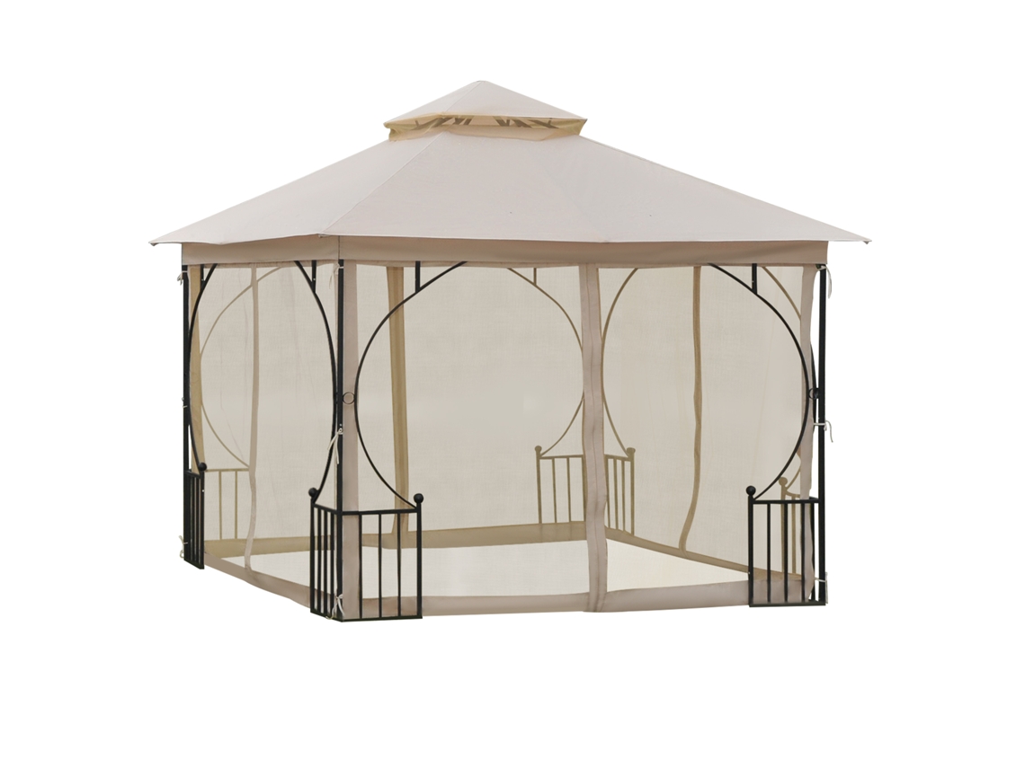 Tenda Jardim 295 Cm Teto Duplo Mosquiteiro Bege VELTRIX