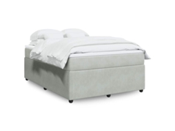 Vidaxl Cama Com Molas/colchão 160x200 Cm Veludo Cinzento-claro