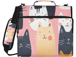 Organizador Fofo com design animado, 3 argolas e alça, com vários bolsos, bolsa para guardar documentos de estudantes