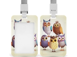 Porta Crachá Com Design De Coruja E Pássaro, Com Cordão E Proteção Impermeável Cartões, Ideal Escritório