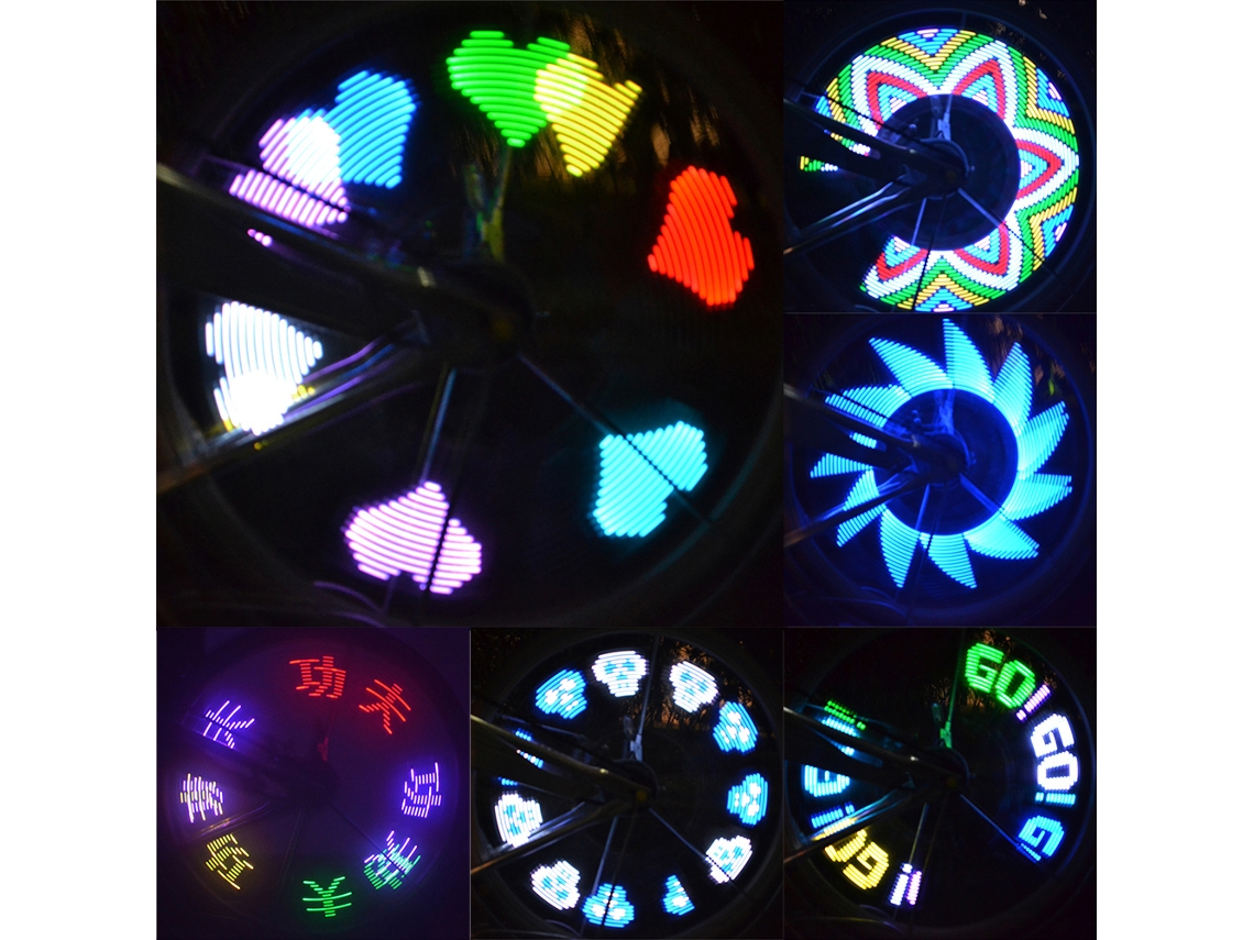 Luzes De Sinal De Roda Led Arco-íris Coloridas Para Bicicletas Com 32 Leds E Padrões De Flor
