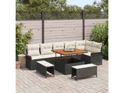 Vidaxl Conjunto De Sofá De Jardim 9 Unid. 8-número De Lugares Preto