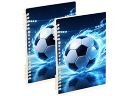 Conjunto de 2 Cadernos Espiral, Estampa Futebol 2026, Tamanho A5, 21,1 X 14,5 Cm, Encadernação em 60 Folhas, P
