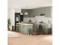 Vidaxl Portão P/ Cães Com Porta Dobrável 6 Painéis 480 Cm Álamo Preto