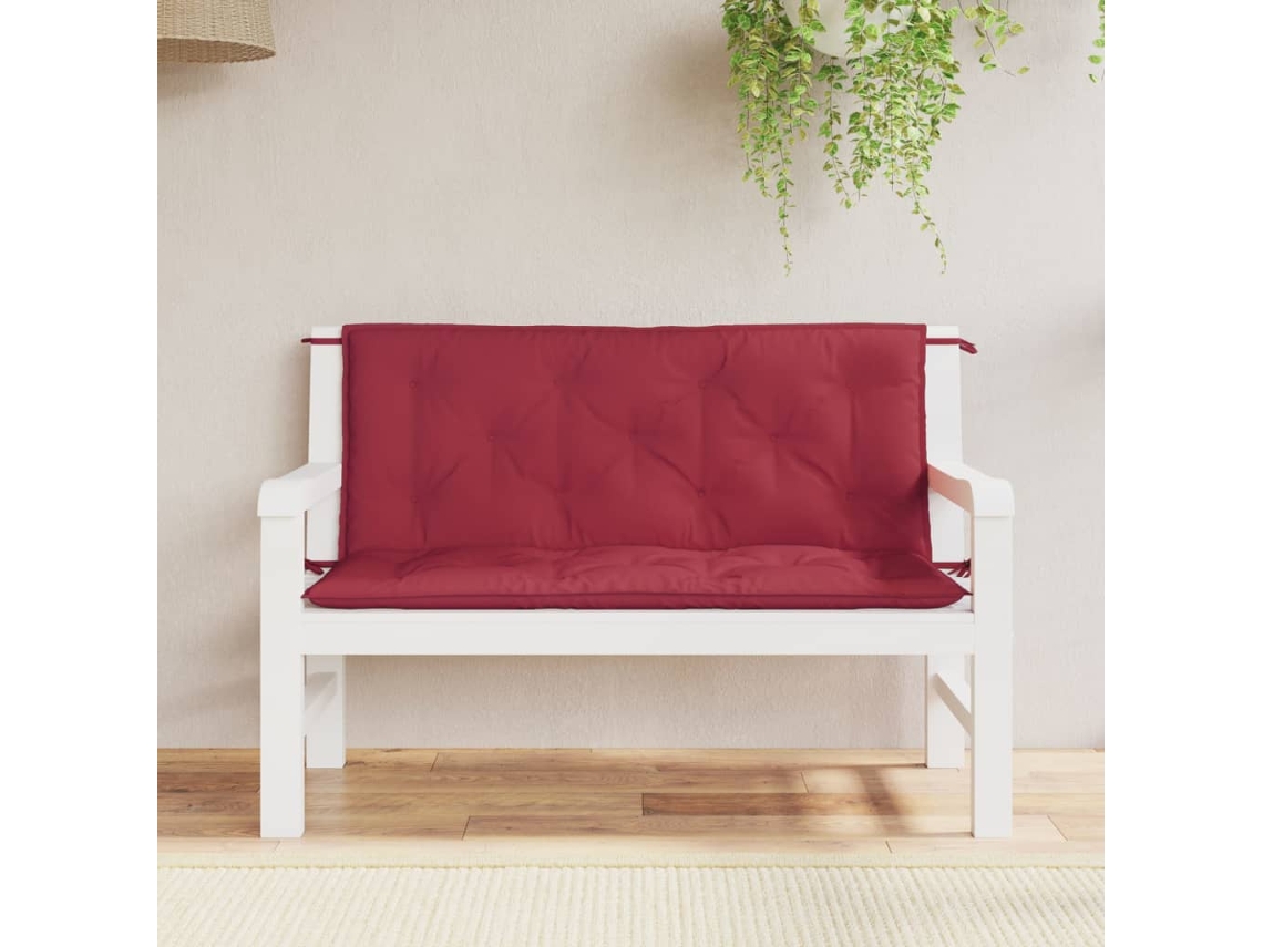 Vidaxl Almofadões Banco Jardim 2 Pcs Tecido Oxford Vermelho Tinto