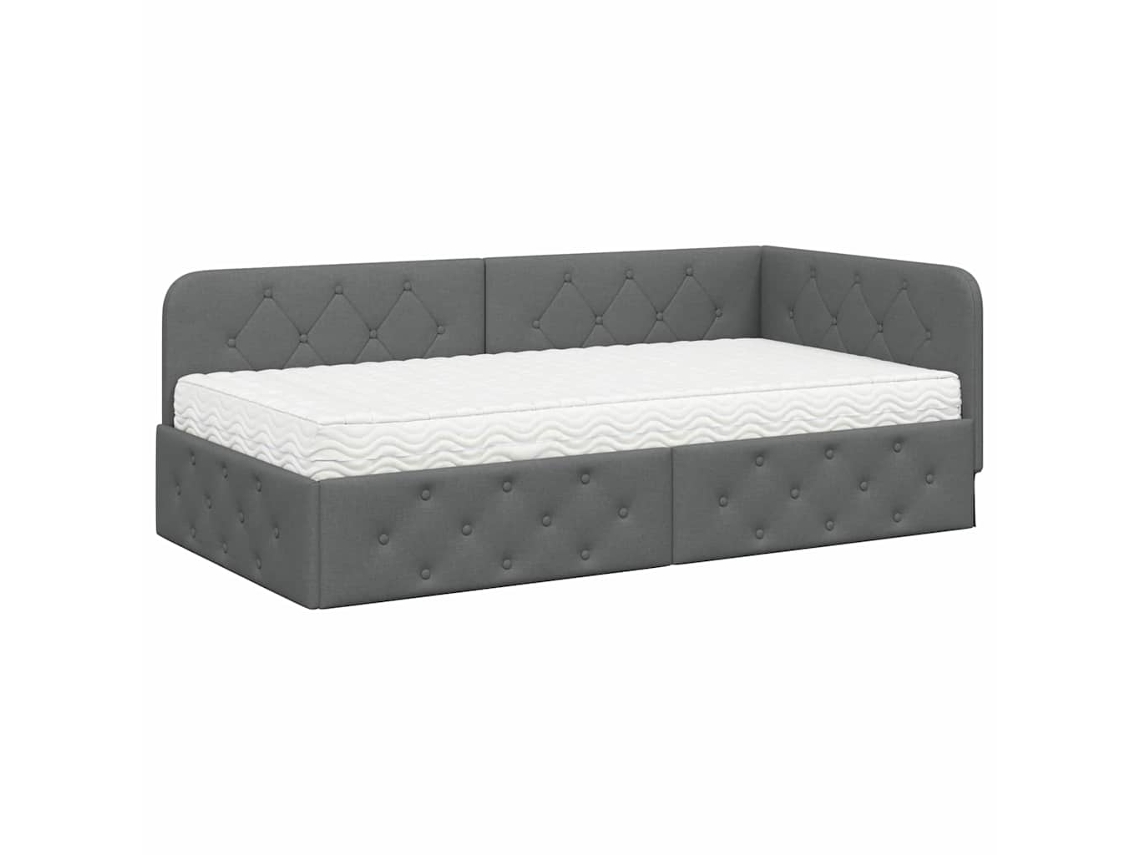 Estrutura de Cama de Canto Cinza Escuro com Tecido MAISON EXCLUSIVE 100x200 cm