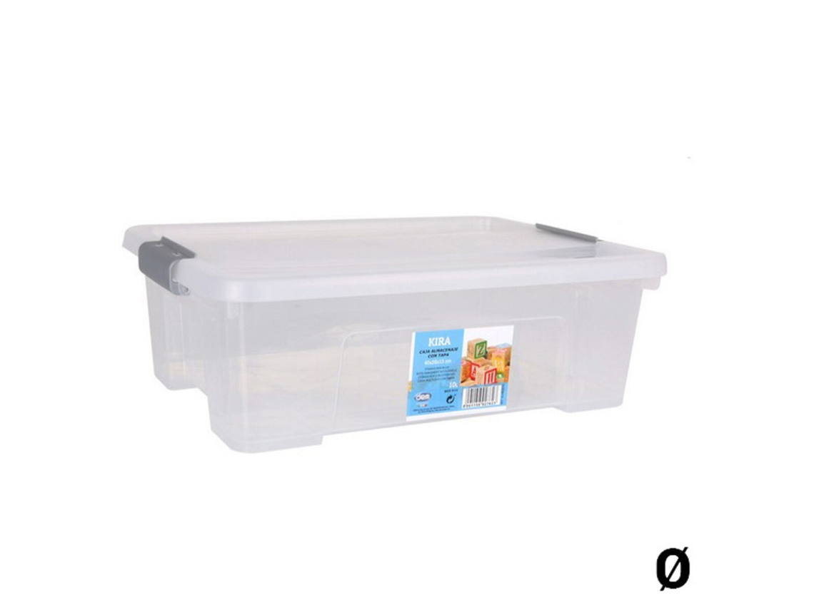 Caixa de Armazenagem com Tampa Dem Kira Transparente 10 L
