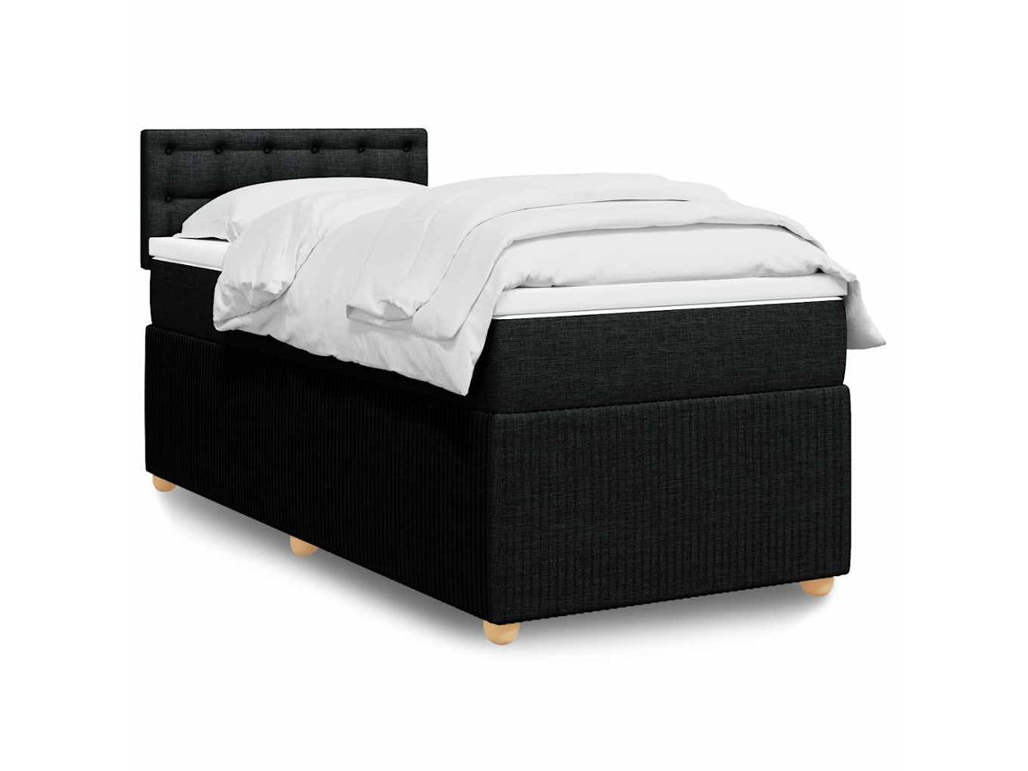 Vidaxl Cama com Molas/colchão 90x200 Cm Tecido Preto