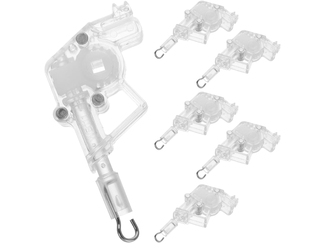 Conjunto De 6 Peças Cabeçotes Controle Em Aço Inoxidável Com Gancho Quadrado Para Persianas E Cortinas Plástico, Ajuste