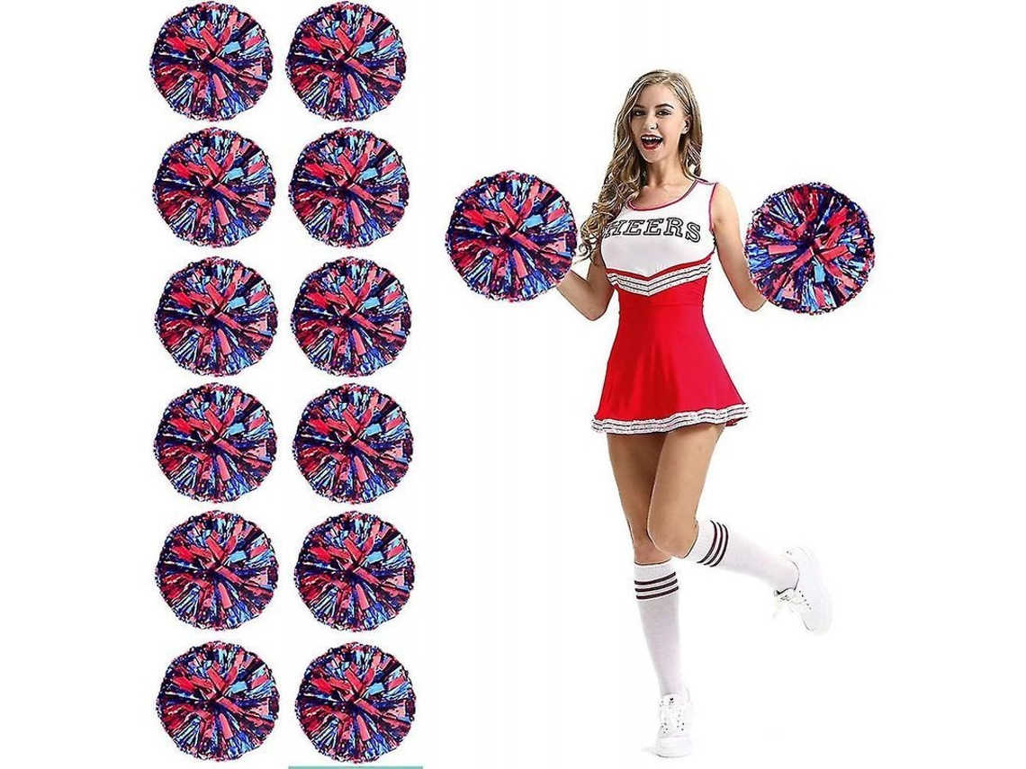 12 pompons de cheerleading com buracos para dedos de lâmina metálica tamanho 26-30cm S/MARCA