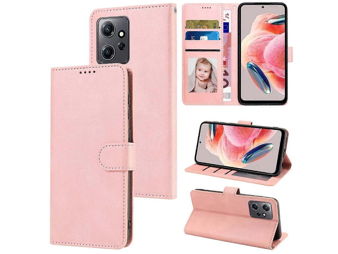 Capa Para Xiaomi Redmi Note 12 4g Global Fantasy Em Couro Com Textura De Pele De Bezerro.