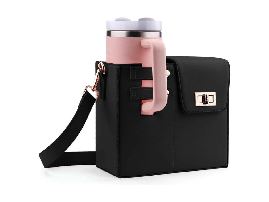 Bolsa Transversal Portátil Cailmei para Armazenamento de Copos de Água, Compatível com Uso Externo, Alça Ajustável, Preta. ELECTVAULT1