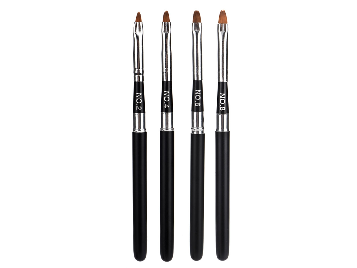 4 Peças/conjunto Pincéis Profissionais Para Arte De Unhas Lápis De Pintura Cabo Preto Ferramenta De Beleza Para Unhas