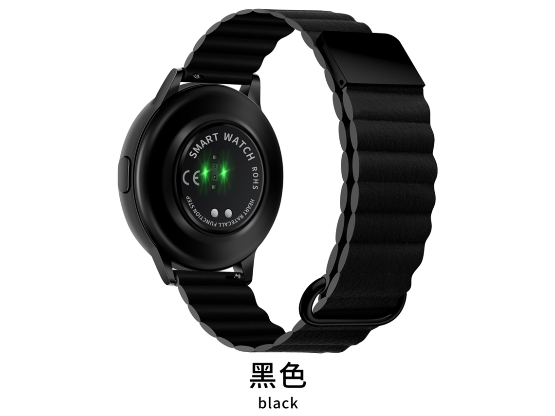 Pulseira de couro magnética Feifan Master para Samsung Galaxy Watch 6 - Huawei GT Series 4 Pro, Preta, 22 mm