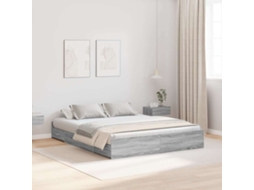 Vidaxl Estrado De Cama Com Arrumação Cinza Sonoma 135 X 190 Cm